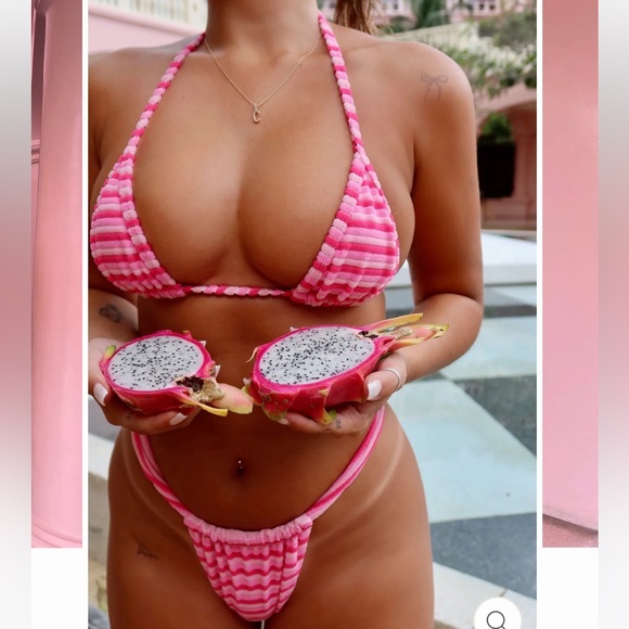 hoaka swimwear Other - Hoaka Swimwear Pink Striped Bikini Set